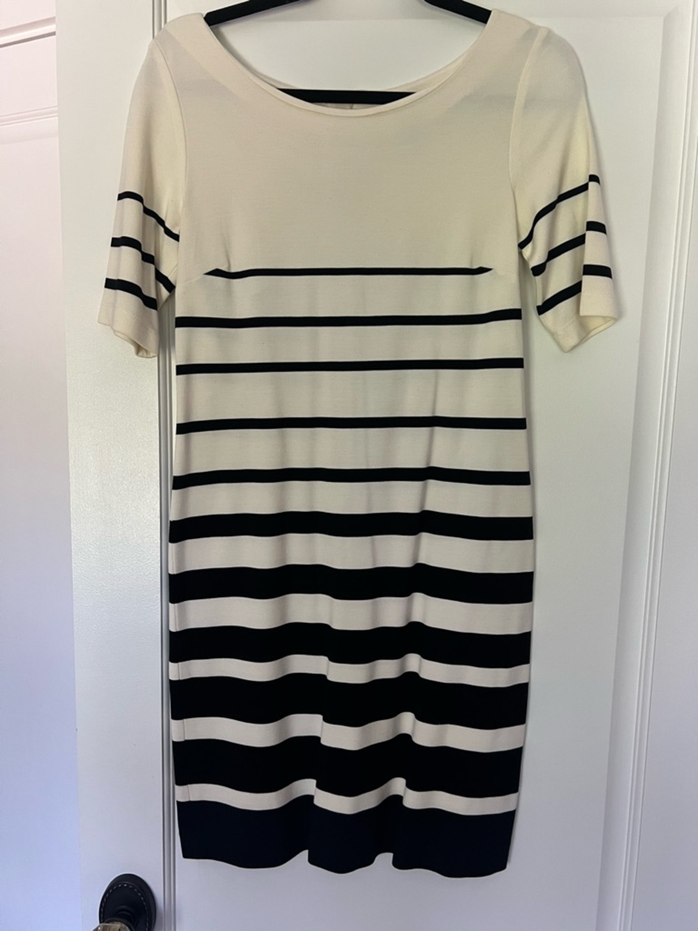Banana Republic Cream and Black Striped Women’s Dress